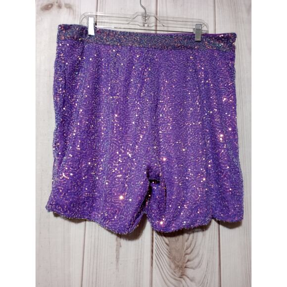 Ashley Stewart Shorts Ladies 18‎ Purple Sequin - Picture 2 of 6